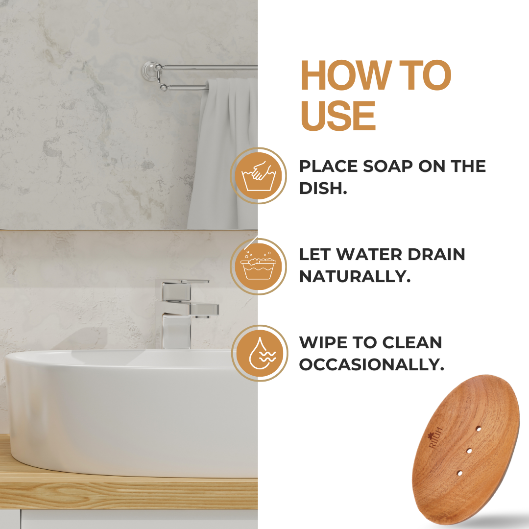 Rijuh Neem Wooden Handmade Soap Dish | Eco-Friendly Soap Holder for Bathroom, Kitchen, and Shower