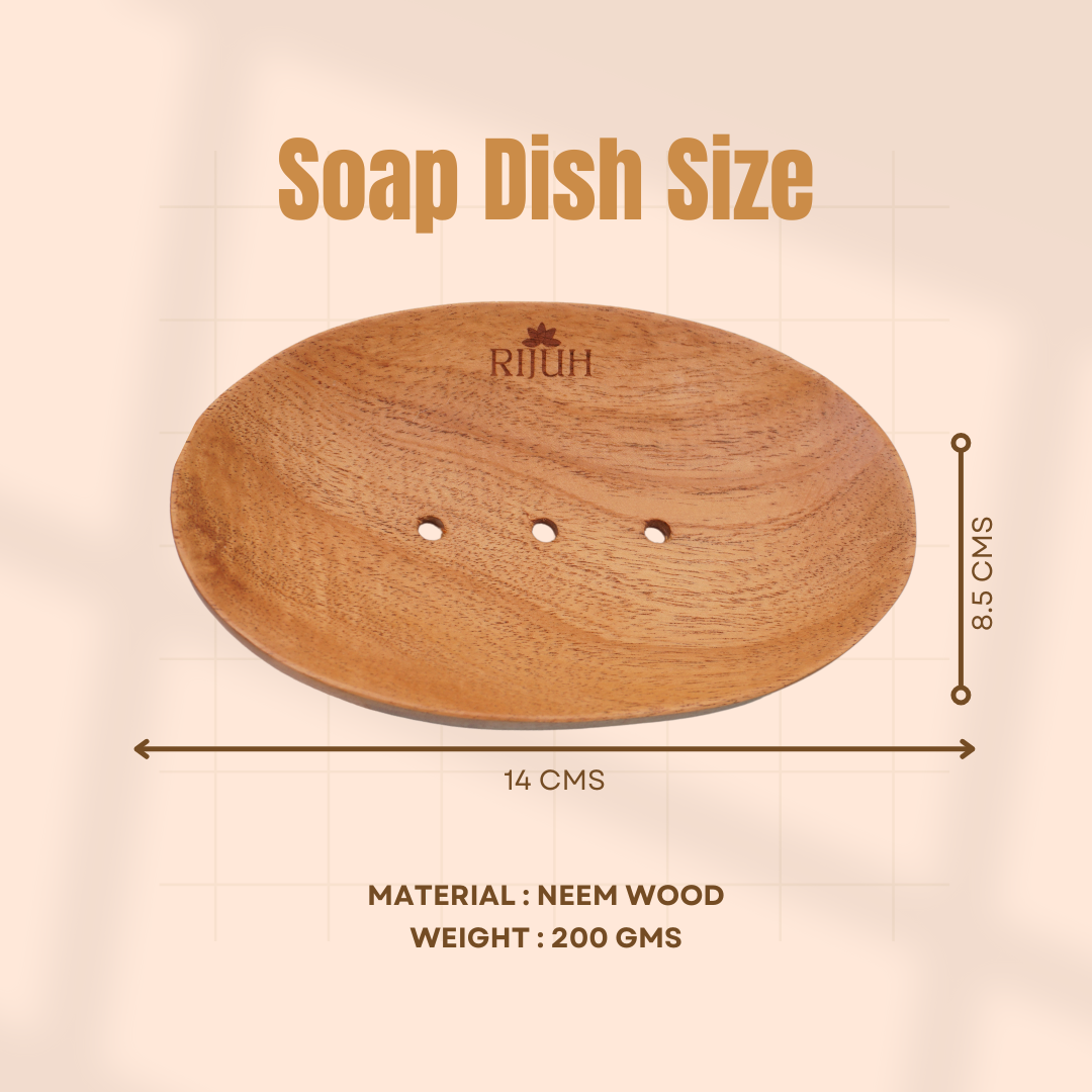 Rijuh Neem Wooden Handmade Soap Dish | Eco-Friendly Soap Holder for Bathroom, Kitchen, and Shower