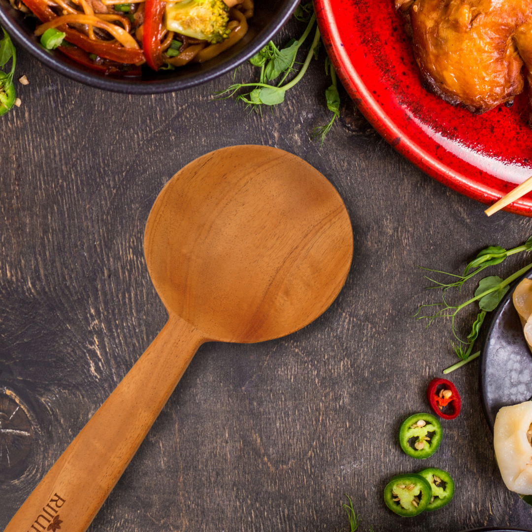 Rijuh Neem wood Round Serving Spoon