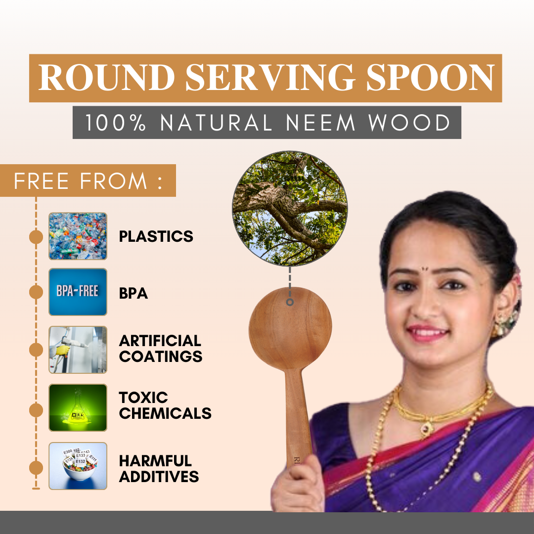 Rijuh Neem wood Round Serving Spoon