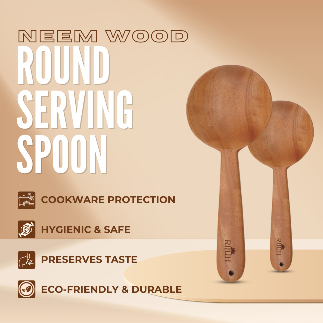 Rijuh Neem wood Round Serving Spoon