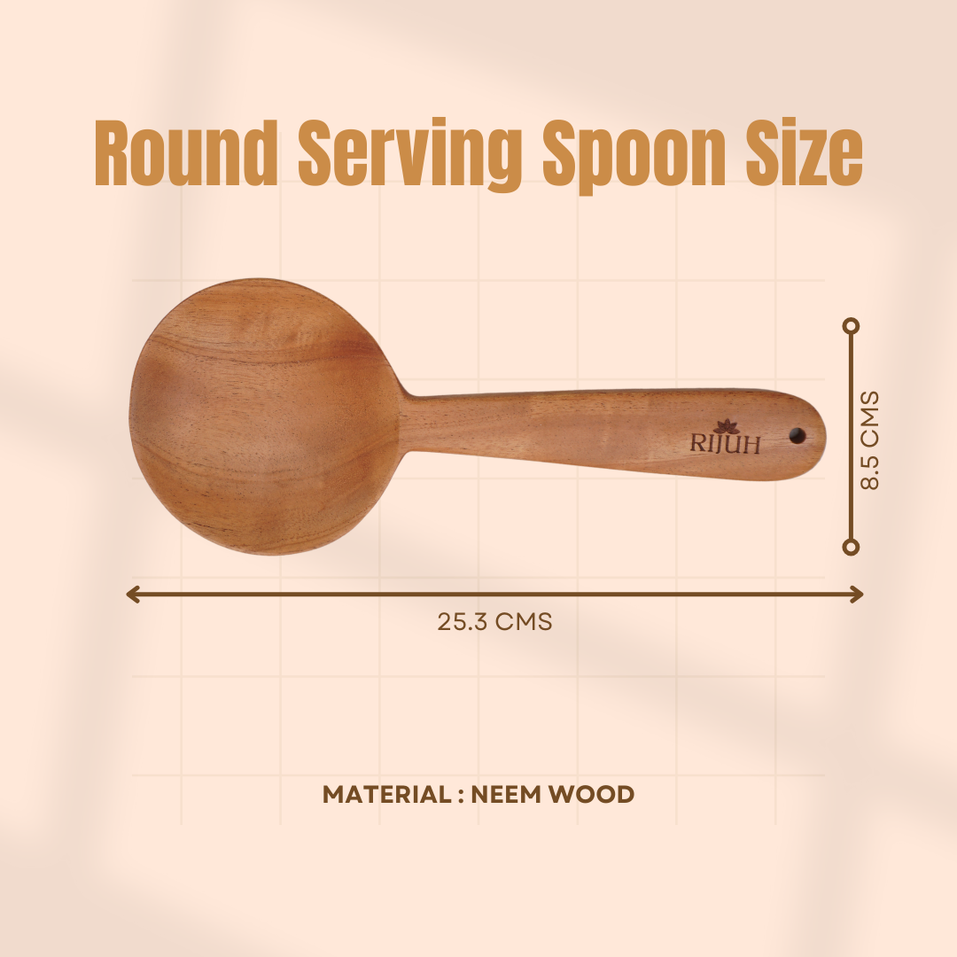Rijuh Neem wood Round Serving Spoon