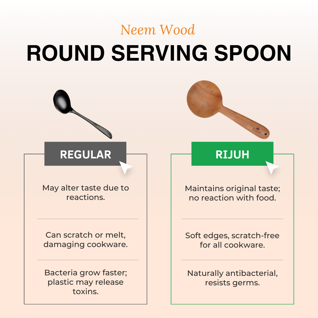 Rijuh Neem wood Round Serving Spoon