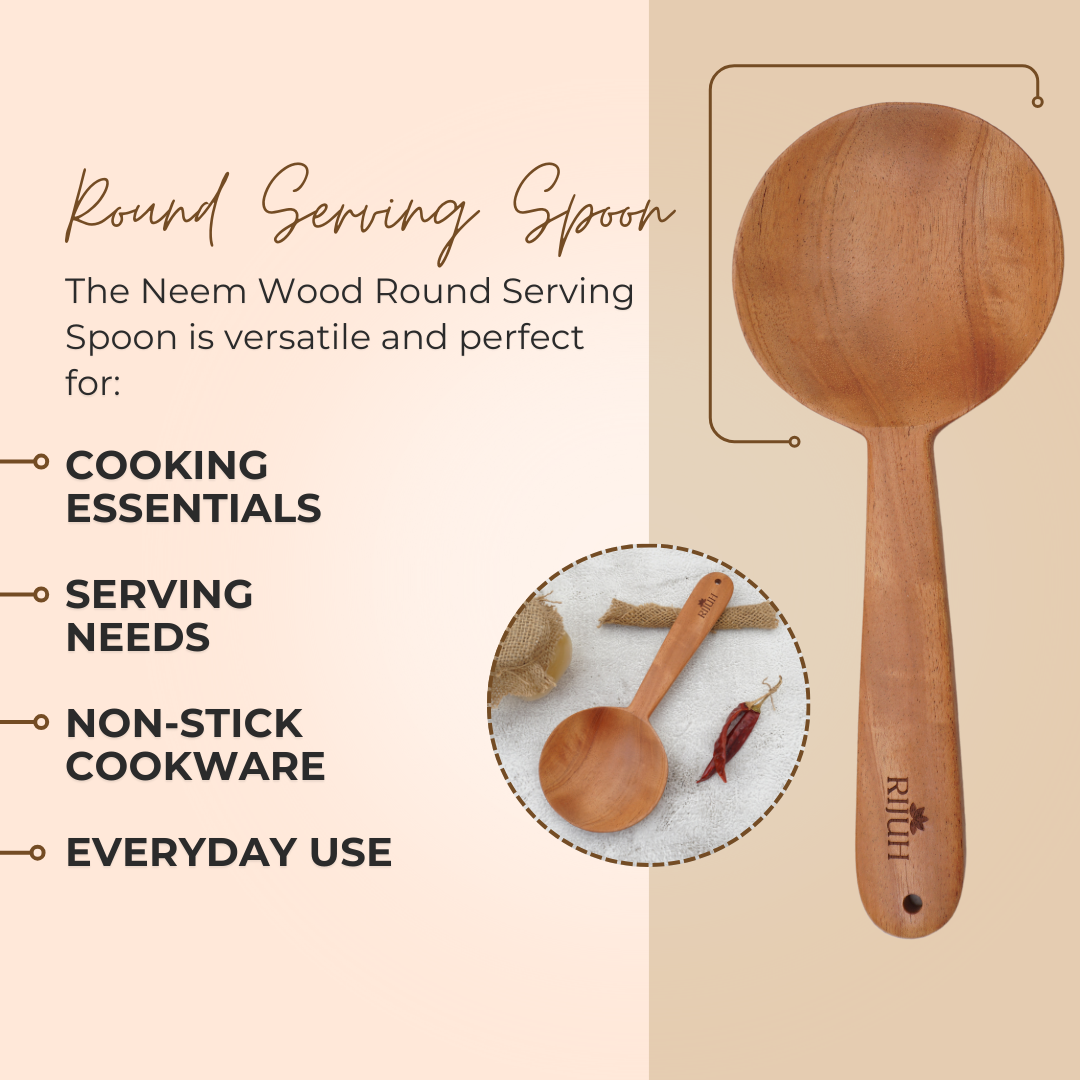 Rijuh Neem wood Round Serving Spoon
