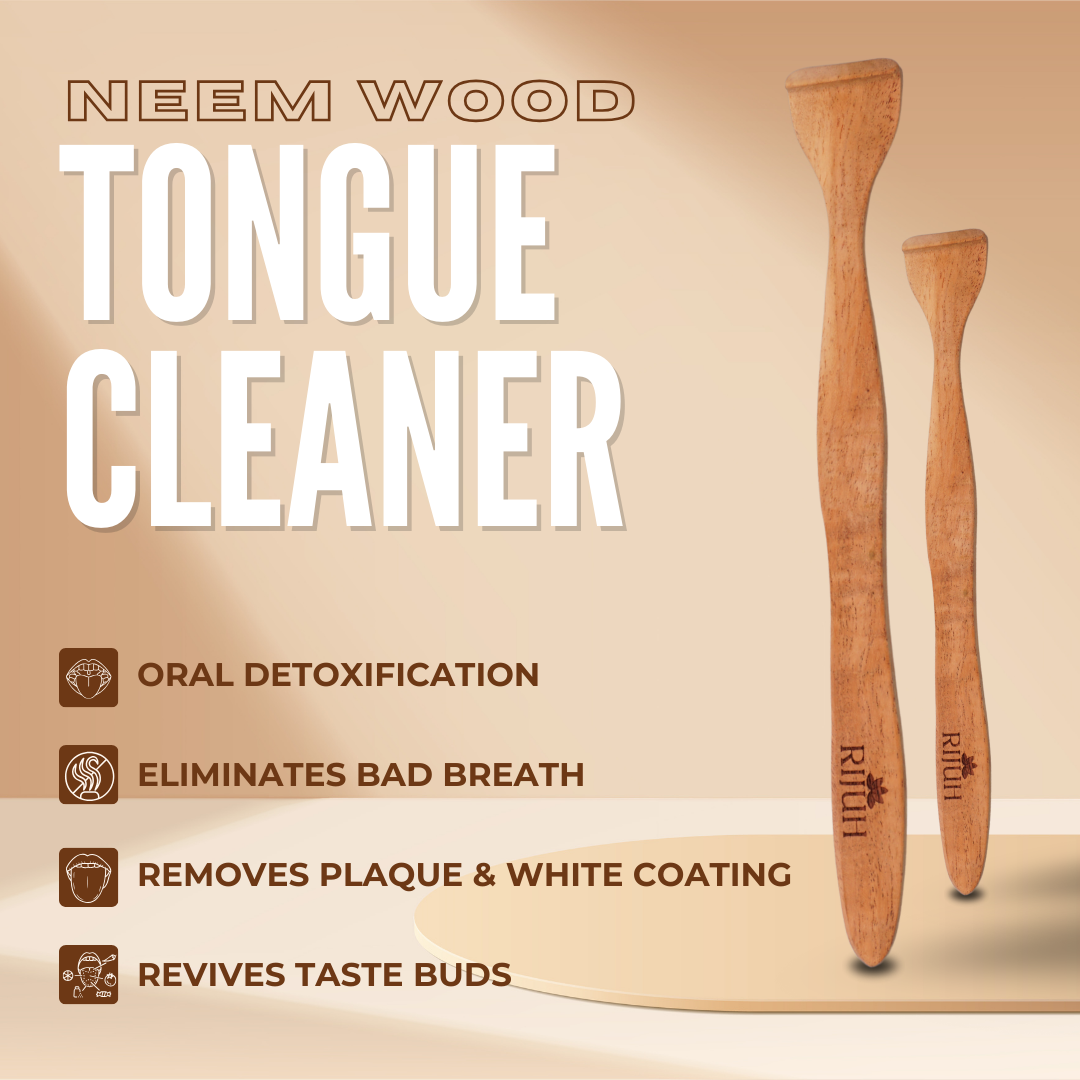 Rijuh Neem Wood Tongue Cleaner | Sustainable, Eco-Friendly, and Chemical-Free