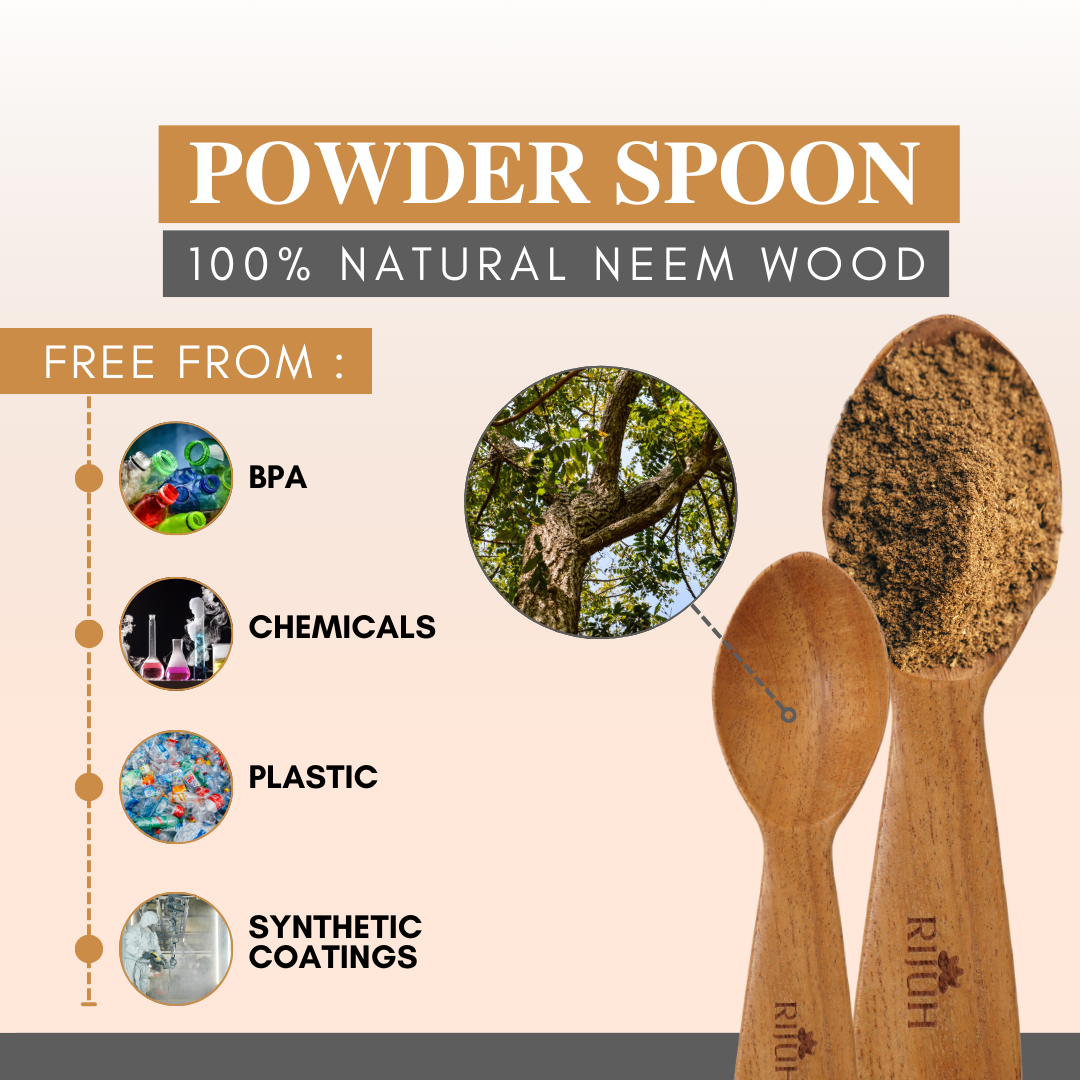 Wooden Powder Spoon | Made with Neem wood | Best for scooping and serving