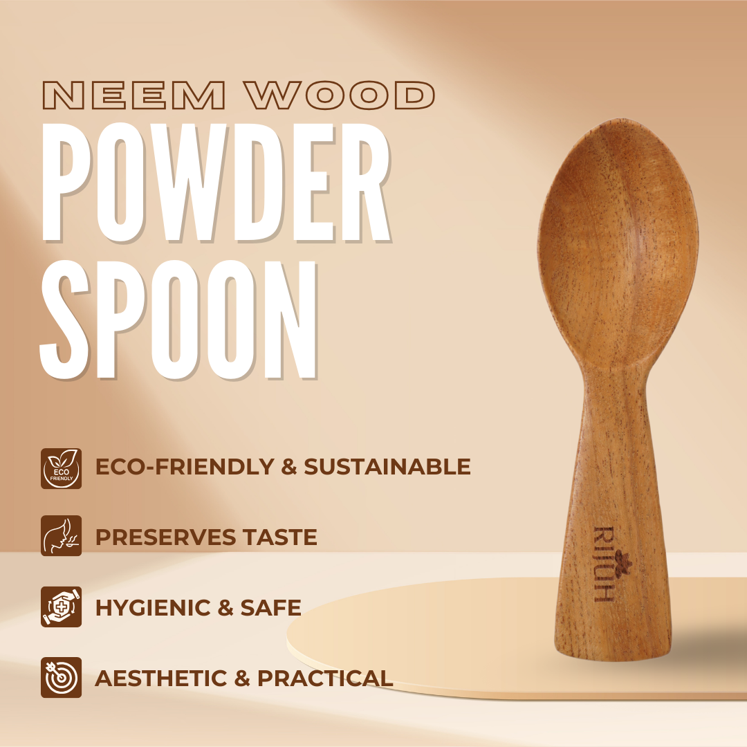 Wooden Powder Spoon | Made with Neem wood | Best for scooping and serving