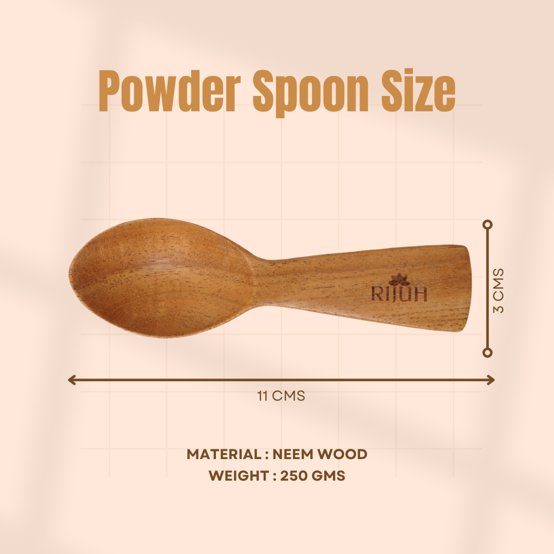 Wooden Powder Spoon | Made with Neem wood | Best for scooping and serving