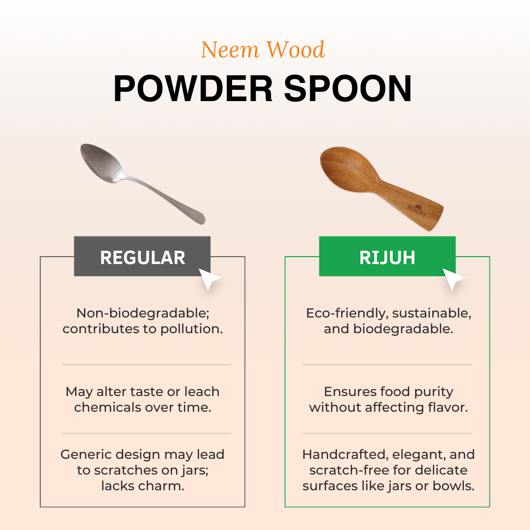Wooden Powder Spoon | Made with Neem wood | Best for scooping and serving