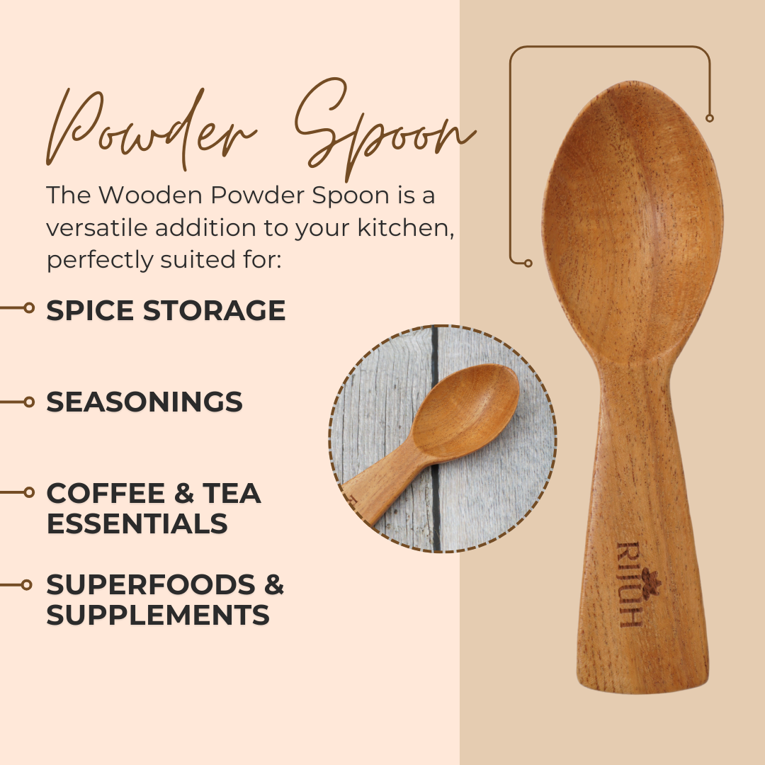 Wooden Powder Spoon | Made with Neem wood | Best for scooping and serving