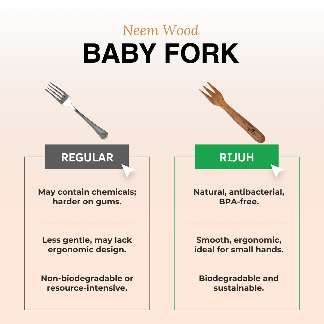 Eco-Friendly Neem Wood Baby Fork | Safe, BPA-Free, and Sustainable Cutlery