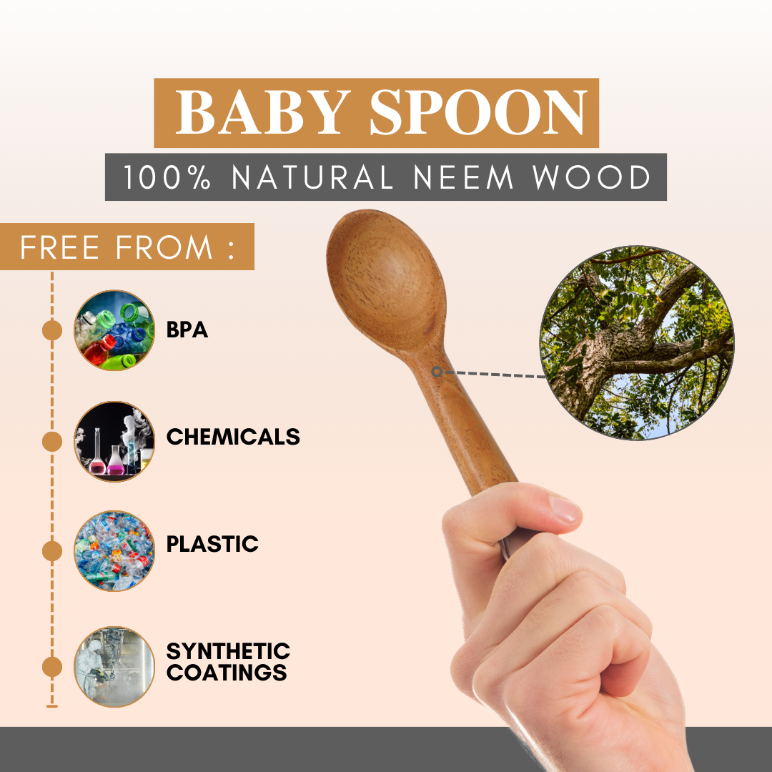 Eco-Friendly Neem Wood Baby Spoon | Safe, BPA-Free, and Sustainable Cutlery