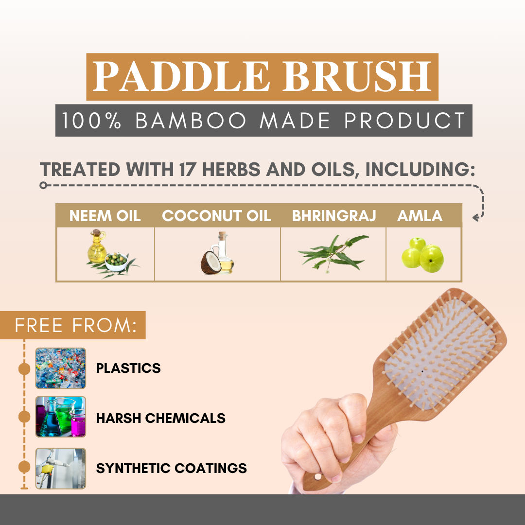 Bamboo Wood Paddle Hair Brush