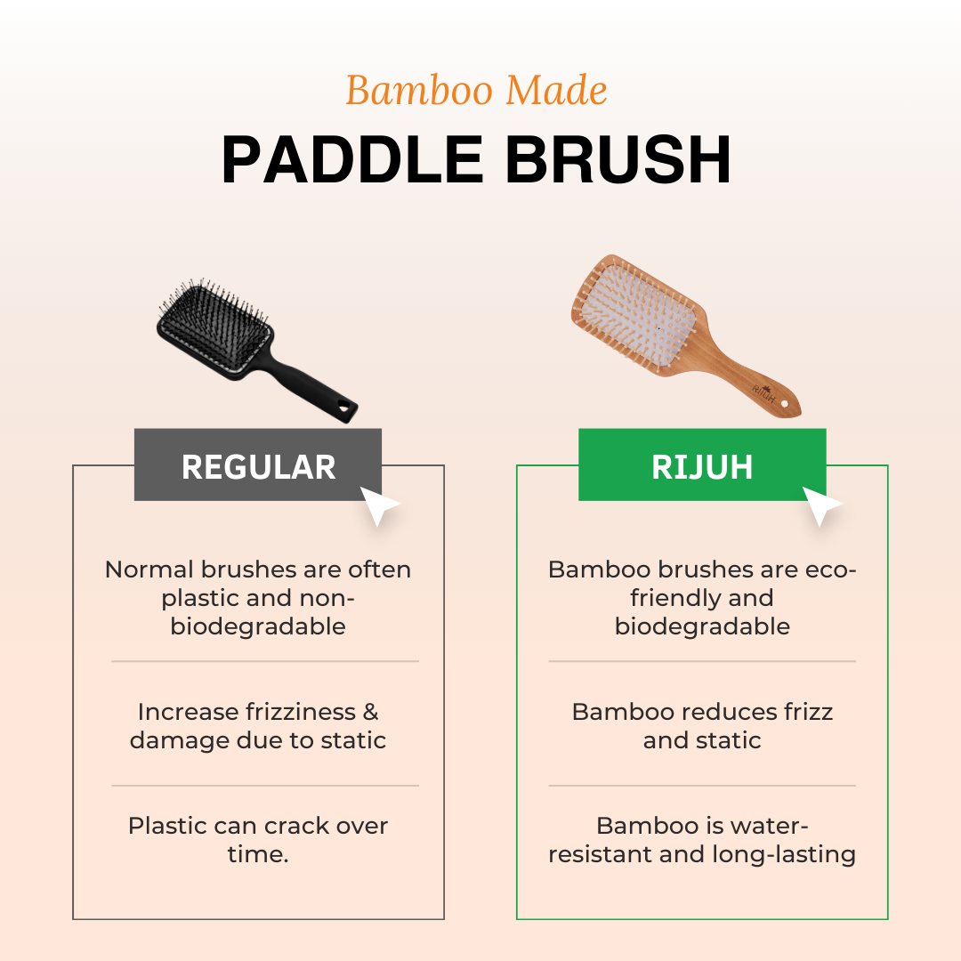 Bamboo Wood Paddle Hair Brush