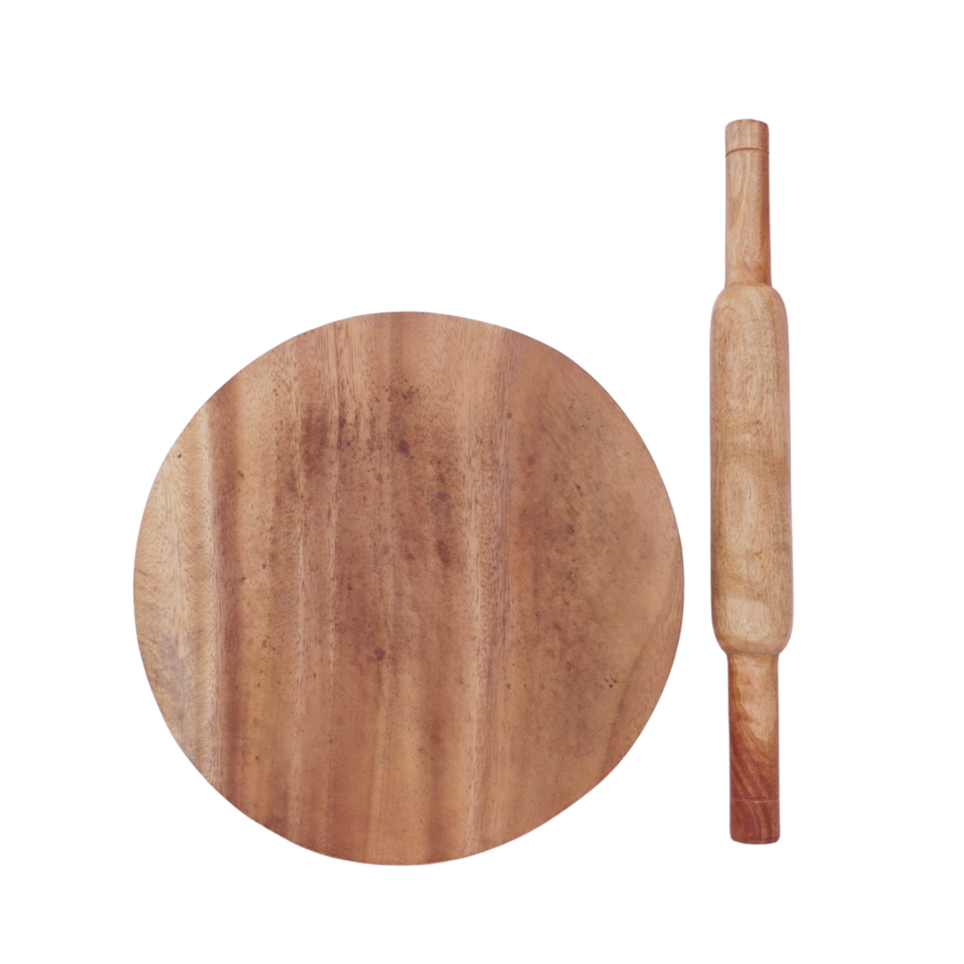Siris Wood Chakla Belan | Handcrafted | Non-Slip Rolling Board | Smooth & Durable | Best for Rotis, Parathas & Baking