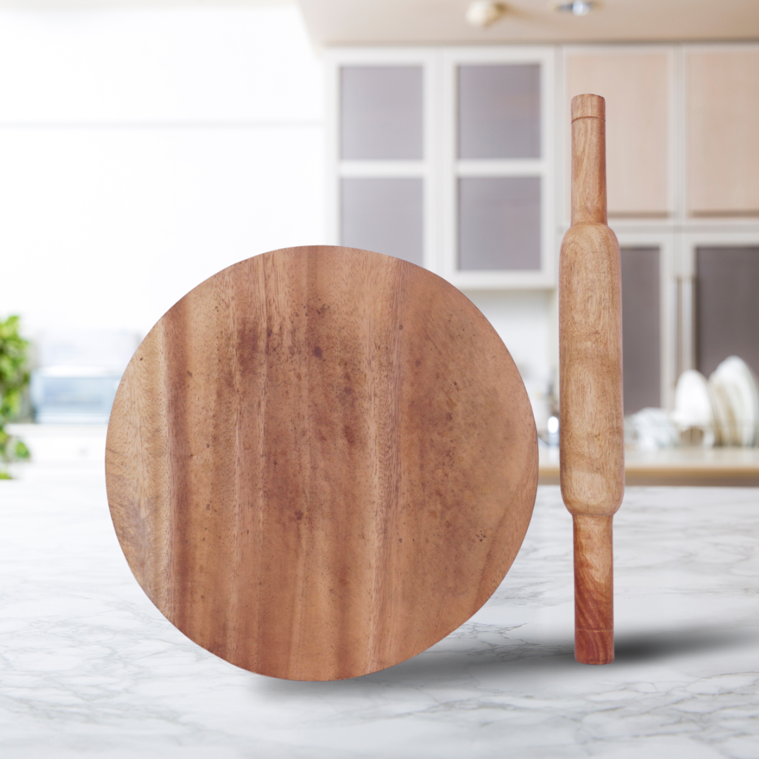 Siris Wood Chakla Belan | Handcrafted | Non-Slip Rolling Board | Smooth & Durable | Best for Rotis, Parathas & Baking