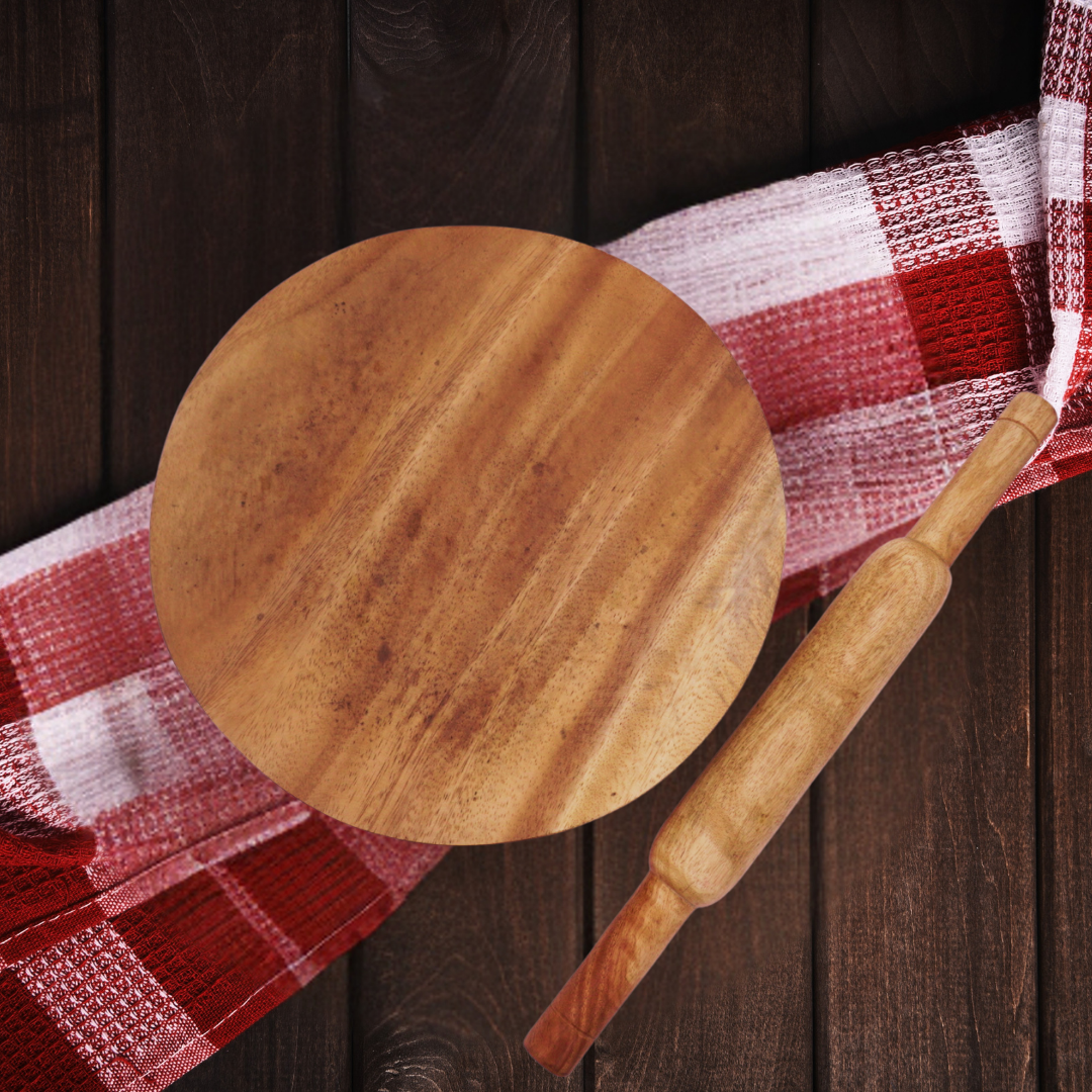 Siris Wood Chakla Belan | Handcrafted | Non-Slip Rolling Board | Smooth & Durable | Best for Rotis, Parathas & Baking