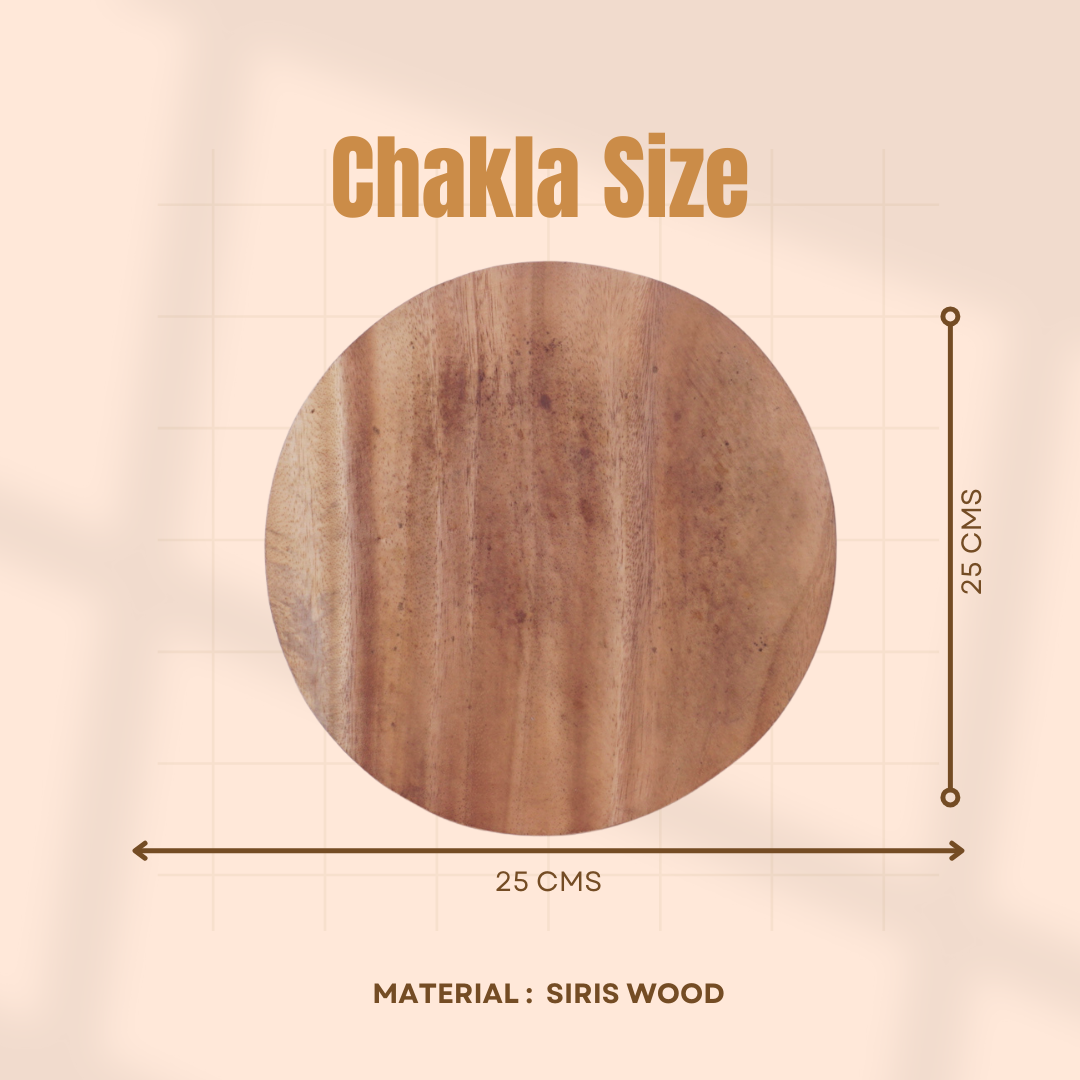 Siris Wood Chakla Belan | Handcrafted | Non-Slip Rolling Board | Smooth & Durable | Best for Rotis, Parathas & Baking