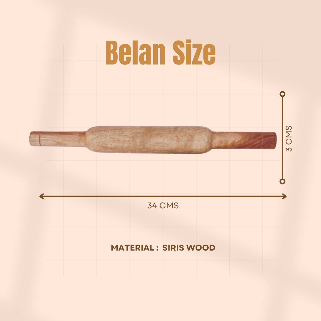 Siris Wood Chakla Belan | Handcrafted | Non-Slip Rolling Board | Smooth & Durable | Best for Rotis, Parathas & Baking