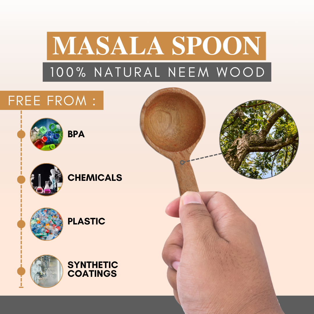 Wooden Masala Spoon | Made with Neem wood | Compact | Non stick