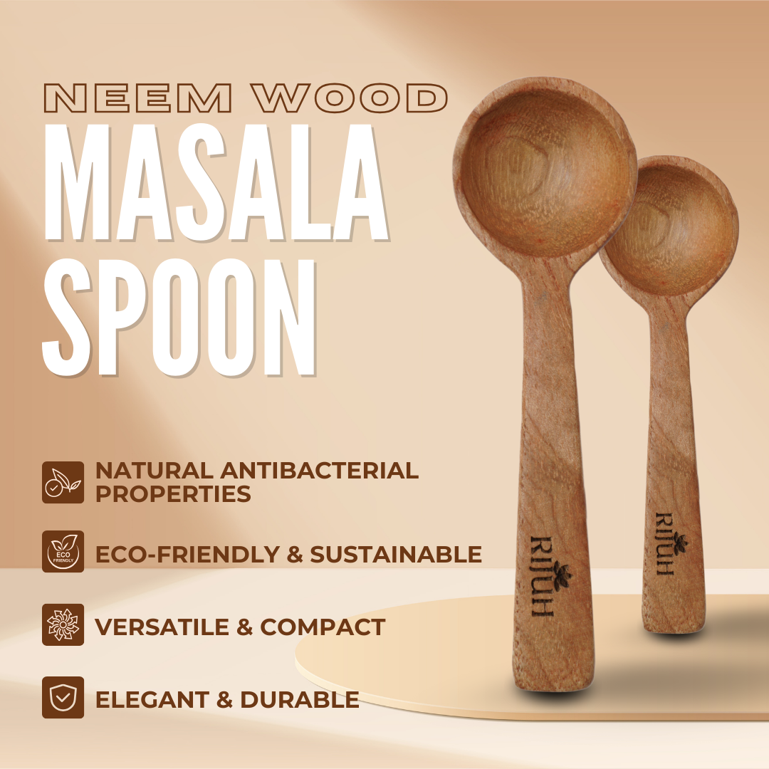 Wooden Masala Spoon | Made with Neem wood | Compact | Non stick
