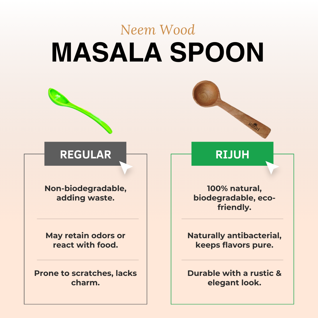 Wooden Masala Spoon | Made with Neem wood | Compact | Non stick