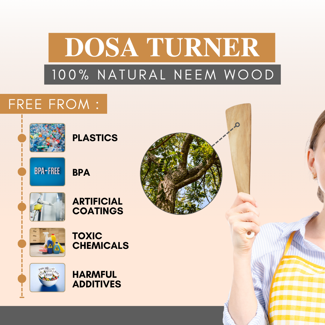 Wooden Dosa Turner | Made with Neem wood | Compact | Non stick