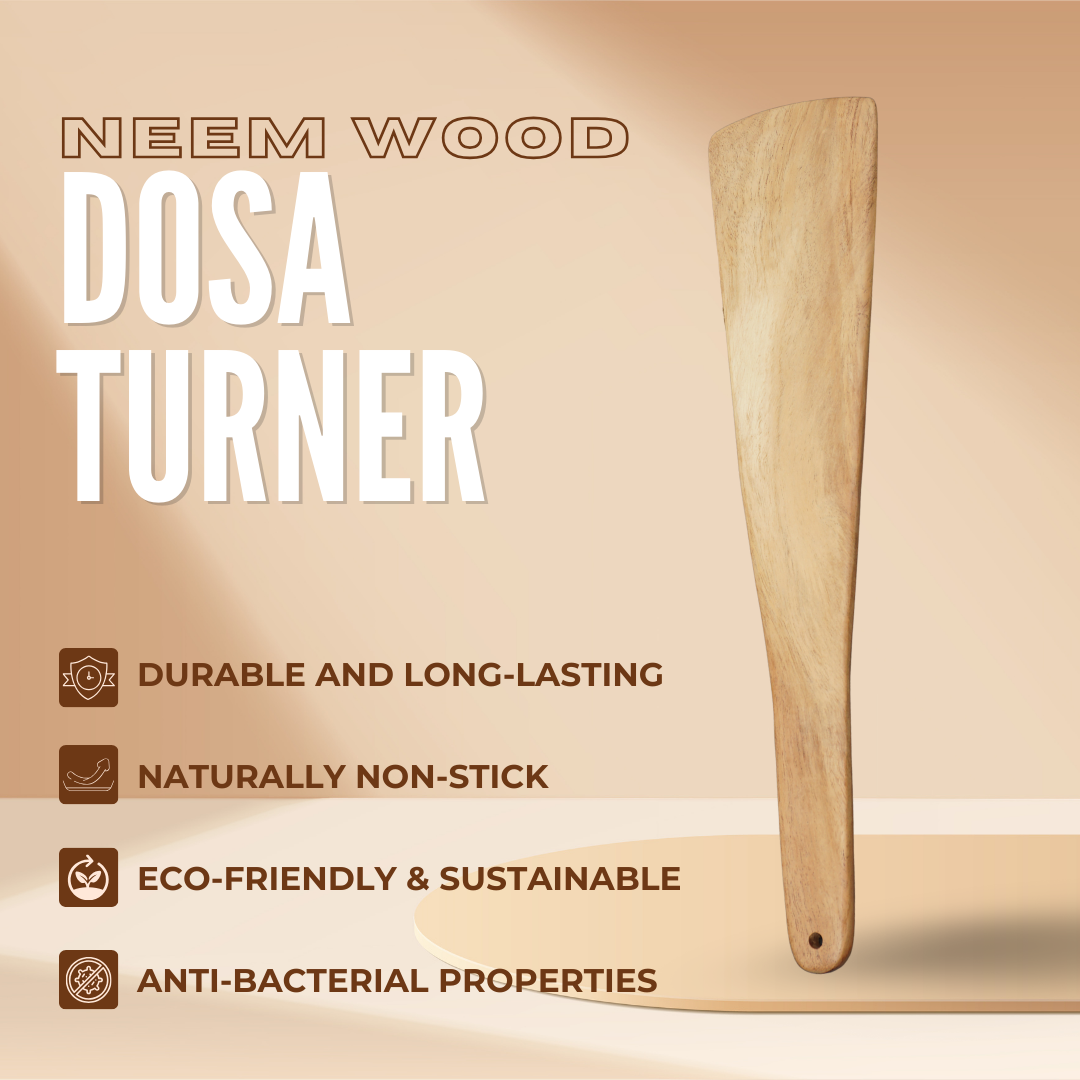 Rijuh's Neem Wood Dosa Turner & Half Flip