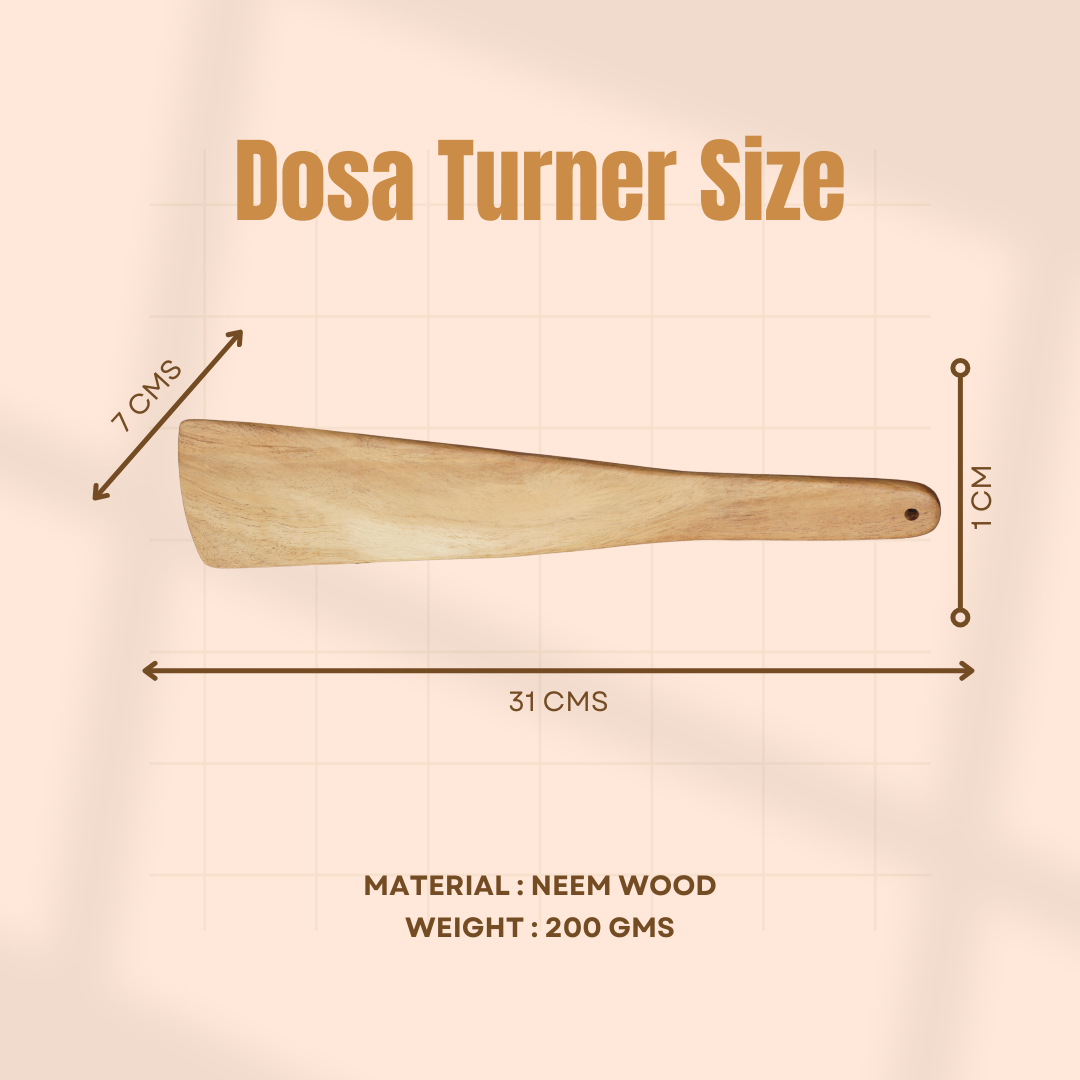 Rijuh's Neem Wood Dosa Turner & Half Flip