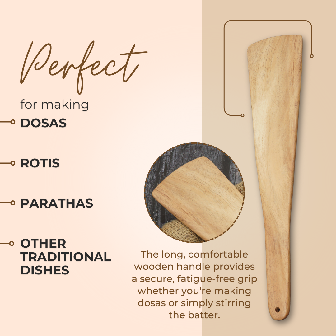 Wooden Dosa Turner | Made with Neem wood | Compact | Non stick