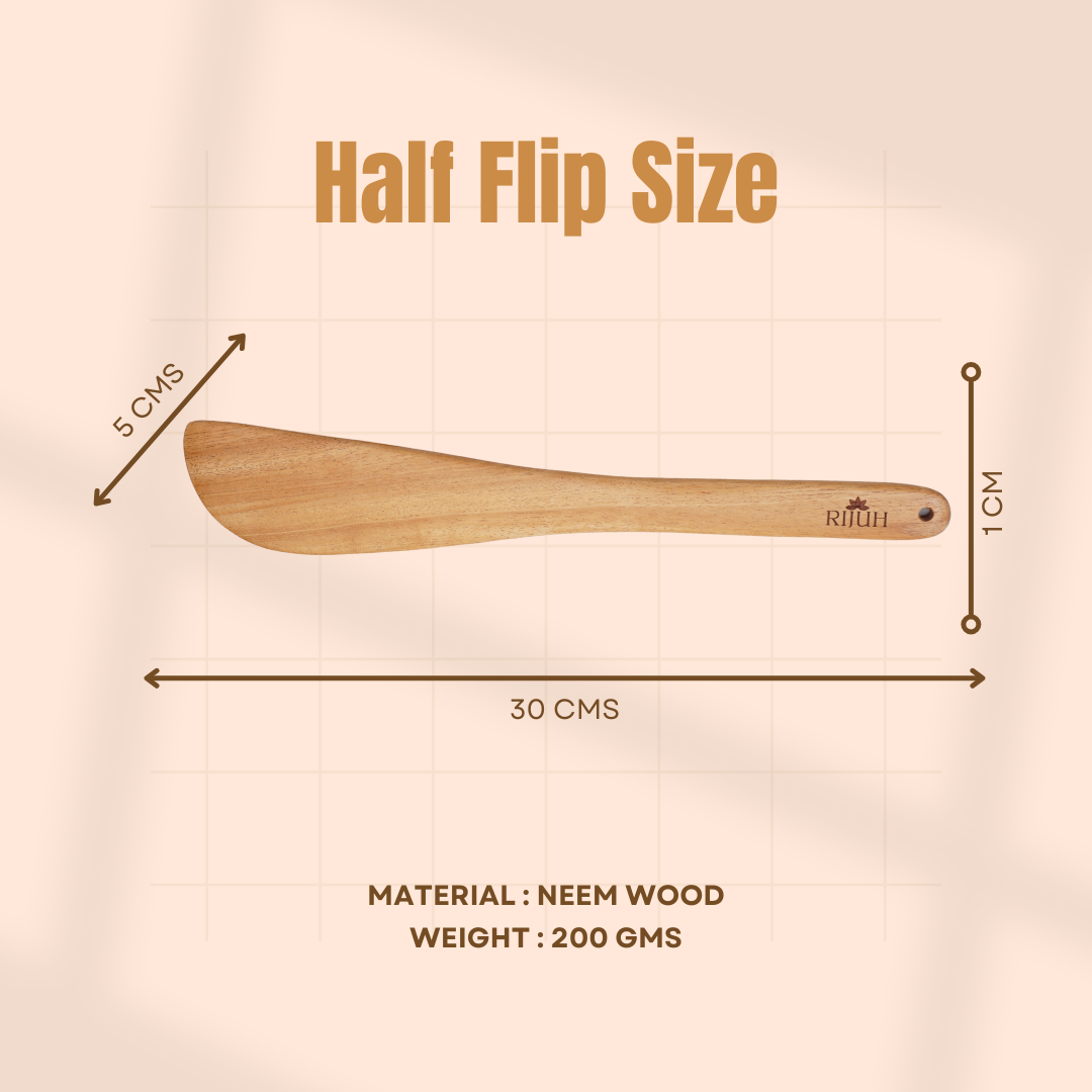 Rijuh's Neem Wood Dosa Turner & Half Flip