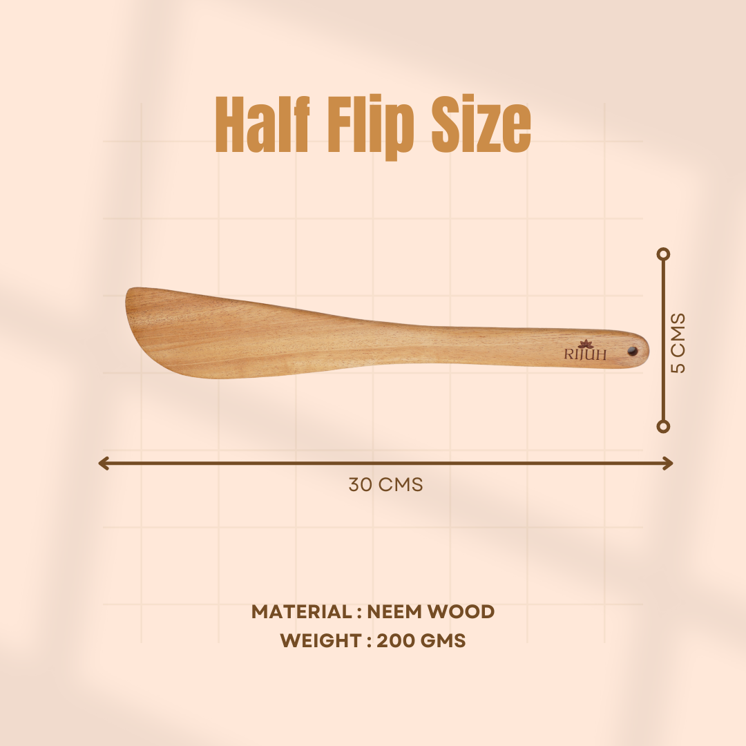Wooden Half Flip | Made with Neem wood | Compact | Non stick