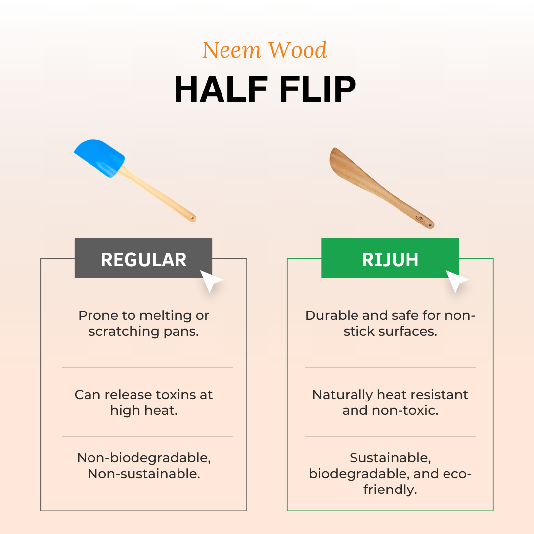 Wooden Half Flip | Made with Neem wood | Compact | Non stick