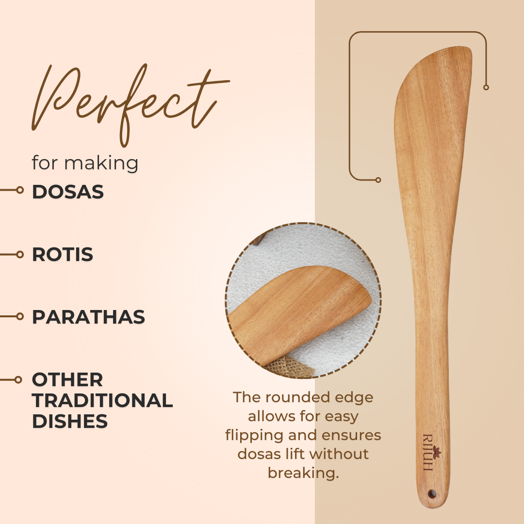 Wooden Half Flip | Made with Neem wood | Compact | Non stick