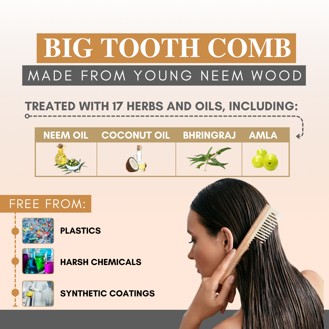 Kacchi Neem Wooden Big Tooth Comb