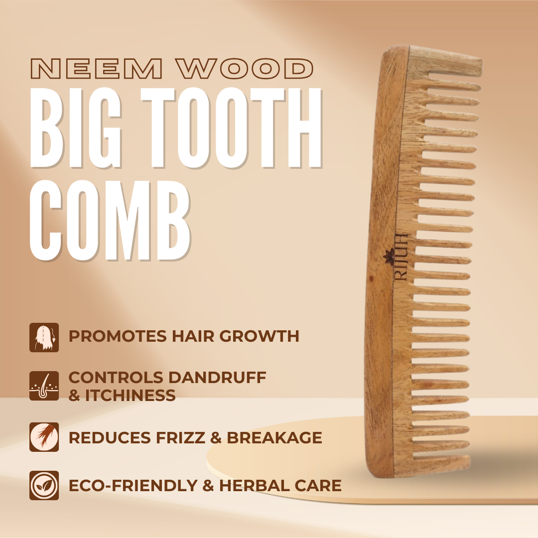 Kacchi Neem Wooden Big Tooth Comb