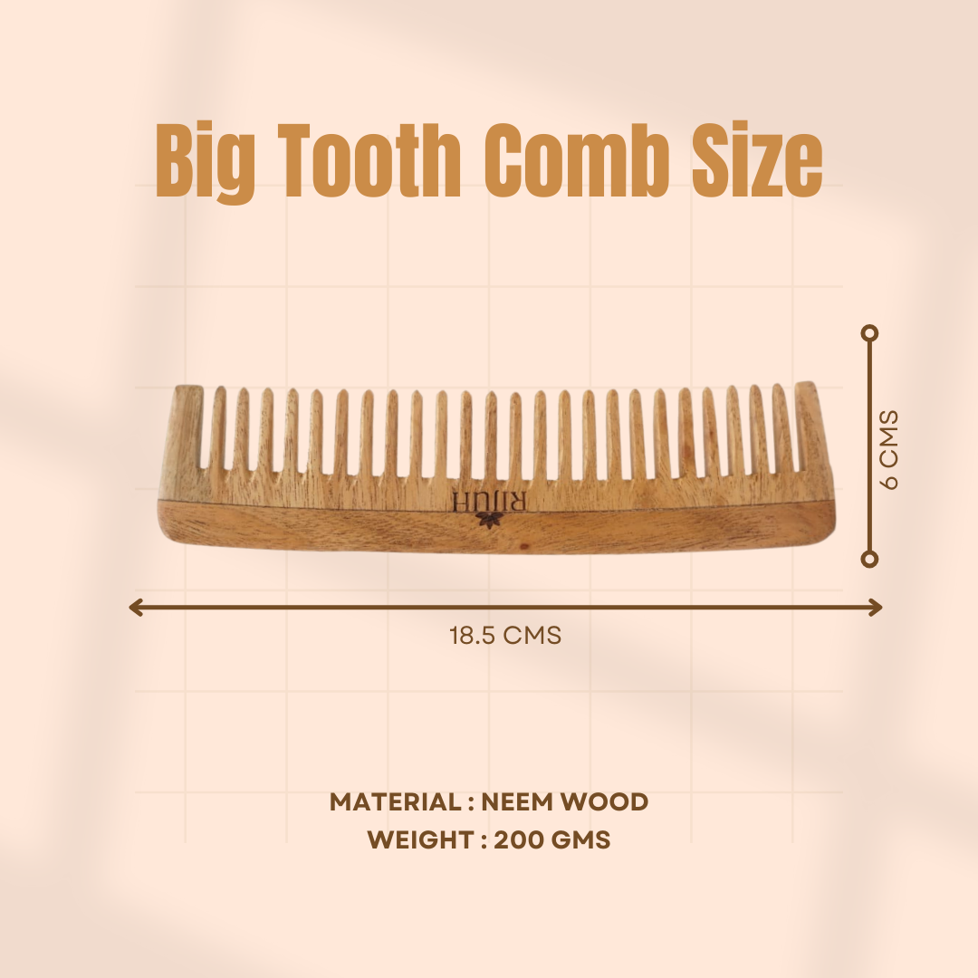Kacchi Neem Wooden Big Tooth Comb