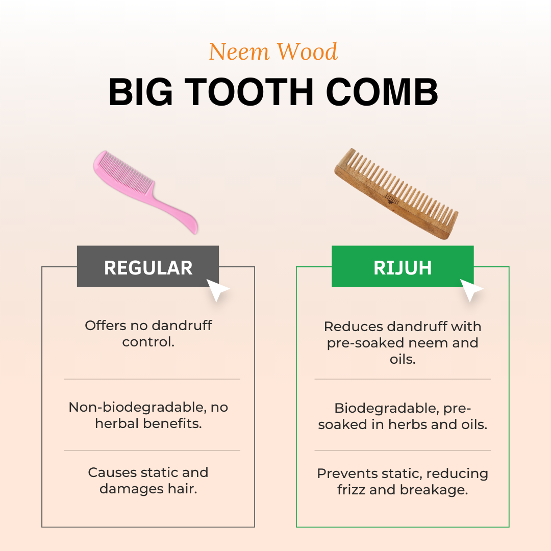 Kacchi Neem Wooden Big Tooth Comb