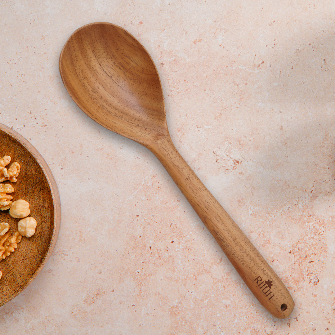 Wooden Serving Spoon | Made with Neem wood | Compact | Non stick | Best for serving & mixing