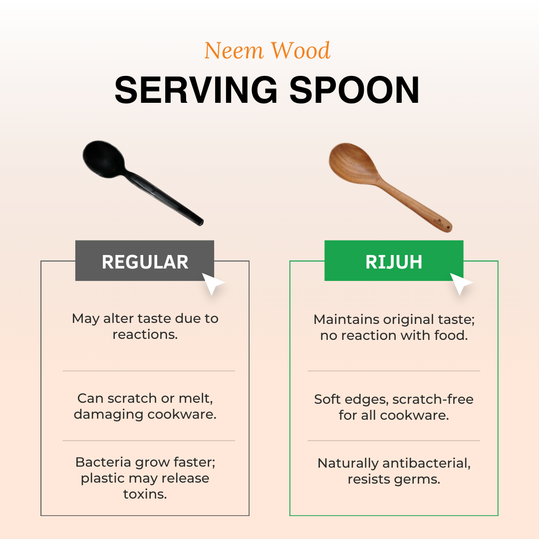 Wooden Serving Spoon | Made with Neem wood | Compact | Non stick | Best for serving & mixing