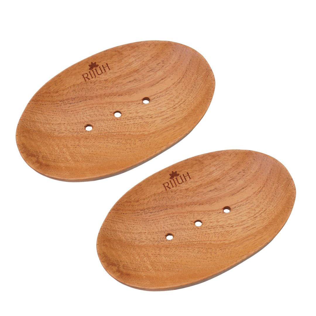 Rijuh Neem Wooden Handmade Soap Dish | Eco-Friendly Soap Holder for Bathroom, Kitchen, and Shower