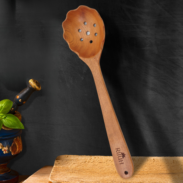 Wooden Jali Spoon | Made with Neem wood | Compact | Non stick | Best for frying, serving & mixing