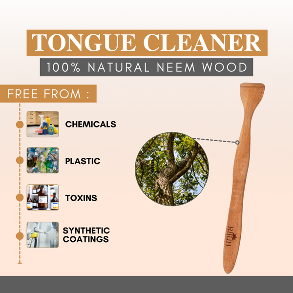 Rijuh Neem Wood Tongue Cleaner | Sustainable, Eco-Friendly, and Chemical-Free