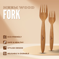 Rijuh Neem Wood Cutlery Set (Pack of 6 Forks + 6 Spoons)