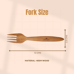 Rijuh Neem Wood Cutlery Set (Pack of 6 Forks + 6 Spoons)