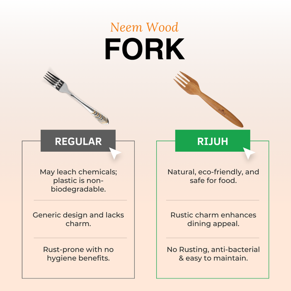 Wooden Fork | Made with Neem wood | Best for scooping and serving