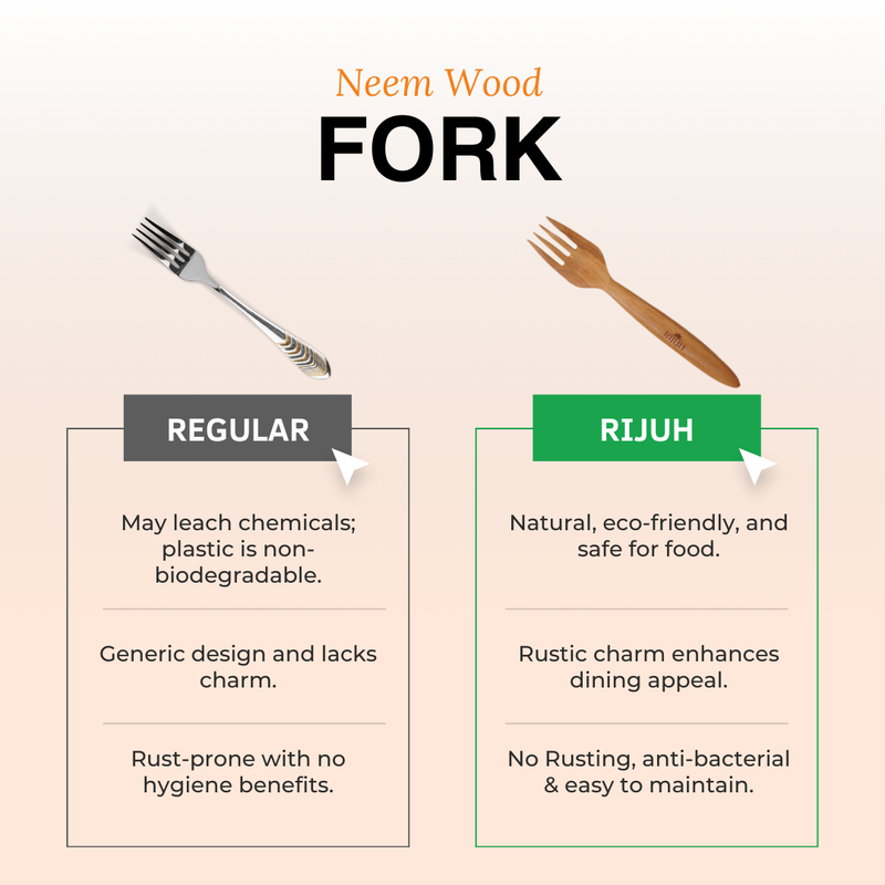 Wooden Fork | Made with Neem wood | Best for scooping and serving