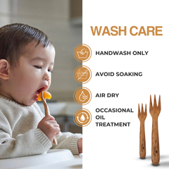 Rijuh Neem Wood Baby Spoon & Fork Combo – Pack of 3+3