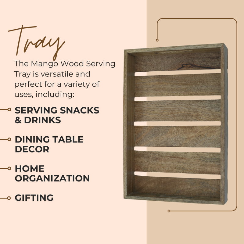 Wooden Serving Tray | Made with Mango wood | Multipurpose