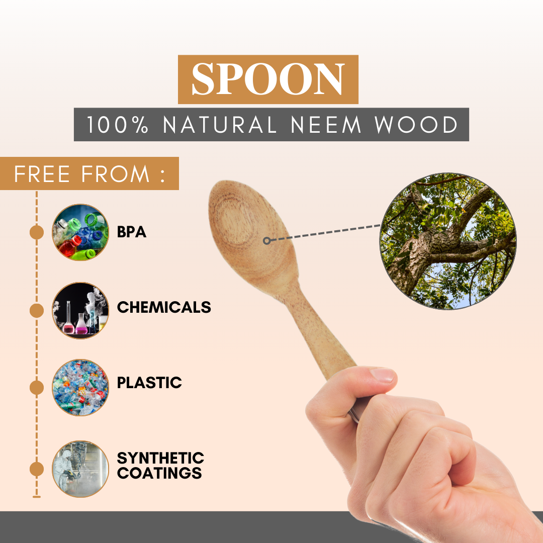 Rijuh Wooden Spoon | Made with Neem wood | Best for scooping and serving